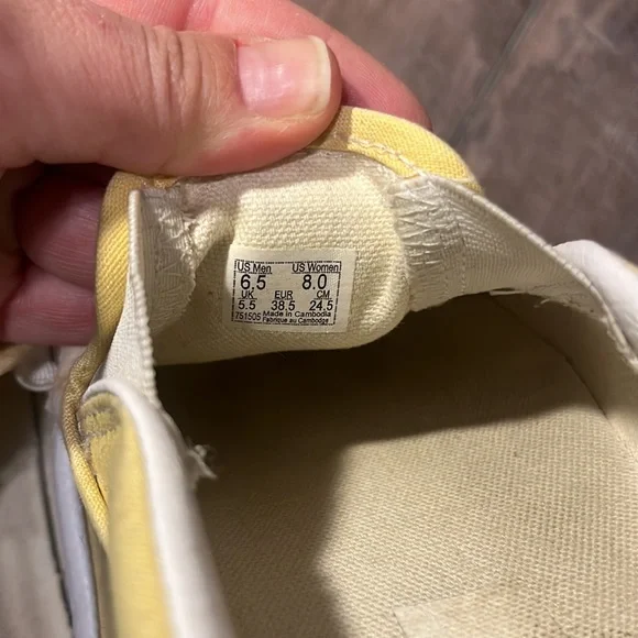 (8) Women’s Vans Checkered Pale Yellow & White Slip On Sneakers - Picture 10 of 10